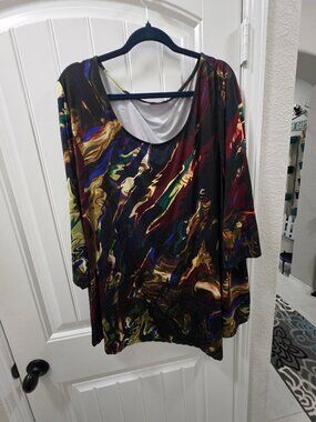 Jete 3X abstract marbled tunic